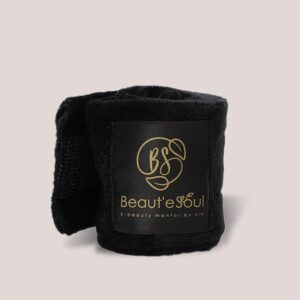 Beaute Seoul Spa Facial Headband Washing Makeup Cosmetic Shower Wrap Head Non-slip Stretchable,Terry Cloth Headband Adjustable Towel with Magic Tape 1 Piece Black