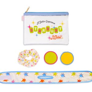 ban.do Time Out Home Spa Set, Self Care Kit Includes Spa Headband, Scrunchie, 2 Reusable Makeup Remover Pads, and Zipper Pouch, Starburst