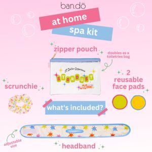 ban.do Time Out Home Spa Set, Self Care Kit Includes Spa Headband, Scrunchie, 2 Reusable Makeup Remover Pads, and Zipper Pouch, Starburst