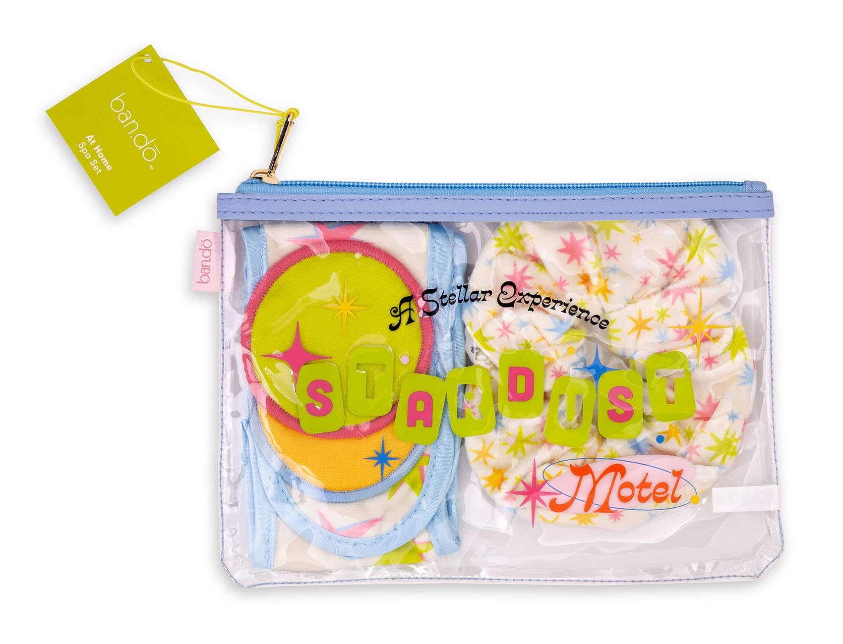 ban.do Time Out Home Spa Set, Self Care Kit Includes Spa Headband, Scrunchie, 2 Reusable Makeup Remover Pads, and Zipper Pouch, Starburst