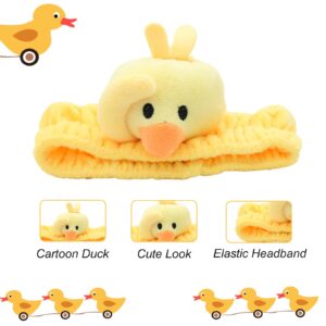 Cualque Funny Duck Headband, Cute Animal Frog Cat Duck Star Flower Dinosaur Spa Face Wash Headband Cute Makeup Headband Face Washing Hair Bands Shower Yoga Head Wraps (Duck)