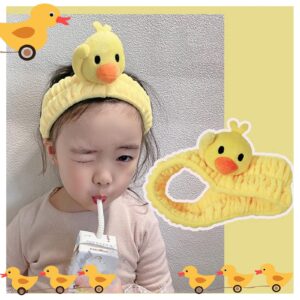 Cualque Funny Duck Headband, Cute Animal Frog Cat Duck Star Flower Dinosaur Spa Face Wash Headband Cute Makeup Headband Face Washing Hair Bands Shower Yoga Head Wraps (Duck)