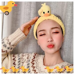 Cualque Funny Duck Headband, Cute Animal Frog Cat Duck Star Flower Dinosaur Spa Face Wash Headband Cute Makeup Headband Face Washing Hair Bands Shower Yoga Head Wraps (Duck)