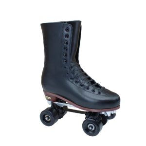 Chicago Skates Men's Premium Lifestyle Leather and Suede Lined Quad Rink Roller Derby Skate - Black - Size 10