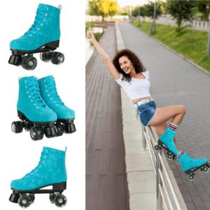 SilverTree Roller Skates for Women and Men PU Leather High-top Adult Roller Derby Skates Wheels Light Up Roller Skates Four-Wheel Shiny Roller Skates for Girls Boys Unisex