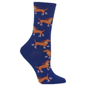 Hot Sox womens Dog Lovers Novelty Fashion Casual Crew Sock, Rollerskating Dog (Dark Blue), 4 10 US