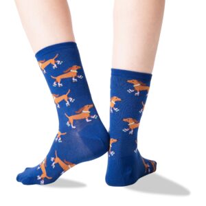 Hot Sox womens Dog Lovers Novelty Fashion Casual Crew Sock, Rollerskating Dog (Dark Blue), 4 10 US