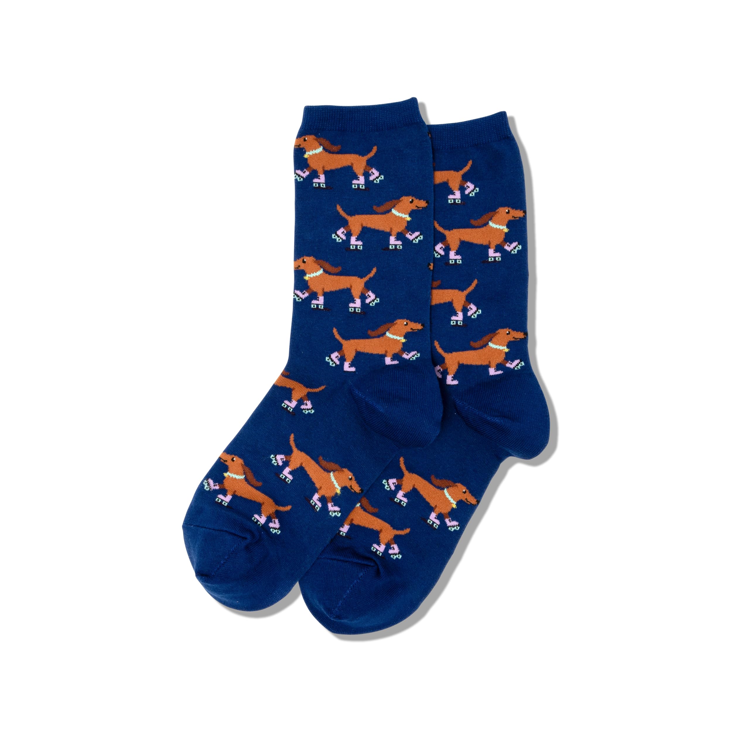 Hot Sox womens Dog Lovers Novelty Fashion Casual Crew Sock, Rollerskating Dog (Dark Blue), 4 10 US