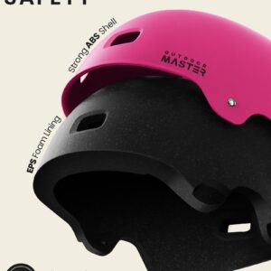 OutdoorMaster Skateboard Cycling Helmet - Two Removable Liners Ventilation Multi-Sport Scooter Roller Skate Inline Skating Rollerblading for Kids, Youth & Adults - M - Pink