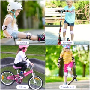 Bienbee Knee Pads for Kids, 7pcs Unicorn Kids Knee Pads and Elbow Pads Set Wrist Guards for Girls Boys Protective Gear Set with Bag for Roller Skating Inline Skates Skateboard Cycling Yellow Pink