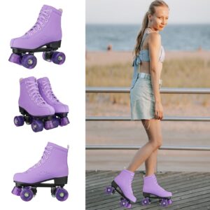 SilverTree Roller Skates for Women and Men PU Leather High-top Adult Roller Derby Skates Wheels Light Up Roller Skates Four-Wheel Shiny Roller Skates for Girls Boys Unisex