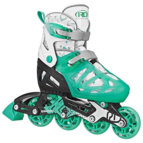 Roller Derby Tracer Girl’s Adjustable Inline Skates with Protective Gear, Adjustable Sizing, Tri-Pack Protective Gear Included