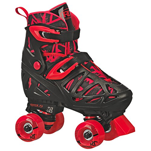 Roller Derby Trac Star Boy's Adjustable Roller Skates with Protective Gear, Adjustable Sizing, Tri-Pack Protective Gear Included