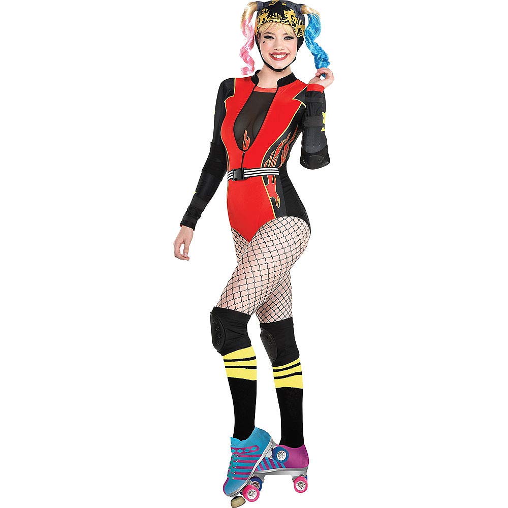 Party City Harley Quinn Roller Derby Halloween Costume for Women, Birds of Prey, Large, Includes Accessories