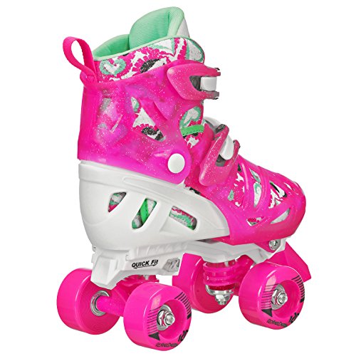 Roller Derby Trac Star Girl’s Adjustable Roller Skates with Protective Gear, Adjustable Sizing, Tri-Pack Protective Gear Included