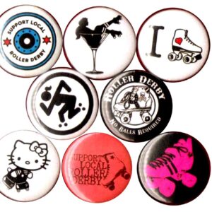 ROLLER DERBY 8 NEW 1" inch (25mm) button pin badge support local heart LOVE girl riot grrrl