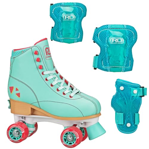 Candi GRL Lucy Watermelon Adjustable Girls Roller Skates with Protective Gear, Adjustable Sizing, Tri-Pack Protective Gear Included