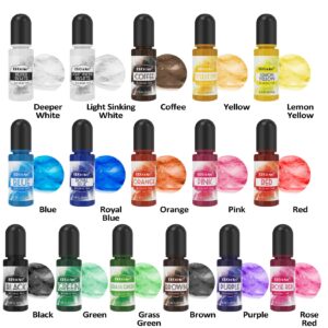 Alcohol Ink Set - 26 Bottles Vibrant Colors Alcohol Inks, High Concentrated Resin Ink, 10 Colors Metallic Alcohol Pigment Resin, Alcohol Based Ink for Epoxy Resin, Fluid Art Painting, Glass - 0.35oz