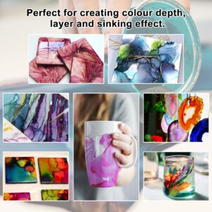 Alcohol Ink Set - 48 Vivid Colors, Concentrated Alcohol-Based Ink, Epoxy Resin Paint with Metallic Color Dye for Resin Coasters, Acrylic Painting, Tumbler Making,10ml Each