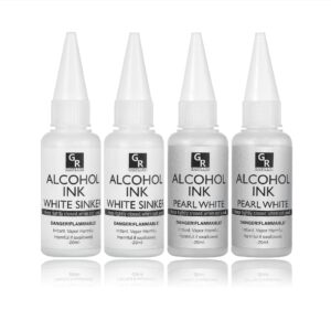 white &pearl alcohol ink set- 4 colors for resin art | 2x20ml pearl white | 2x20ml sinking white alcohol based ink