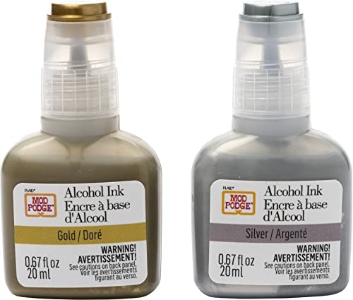 Mod Podge, Metallics Alcohol Set of 2 .67 fl oz / 20 ml Kit, DIY Epoxy Resin Ink Supplies for Arts and Crafts, 25291