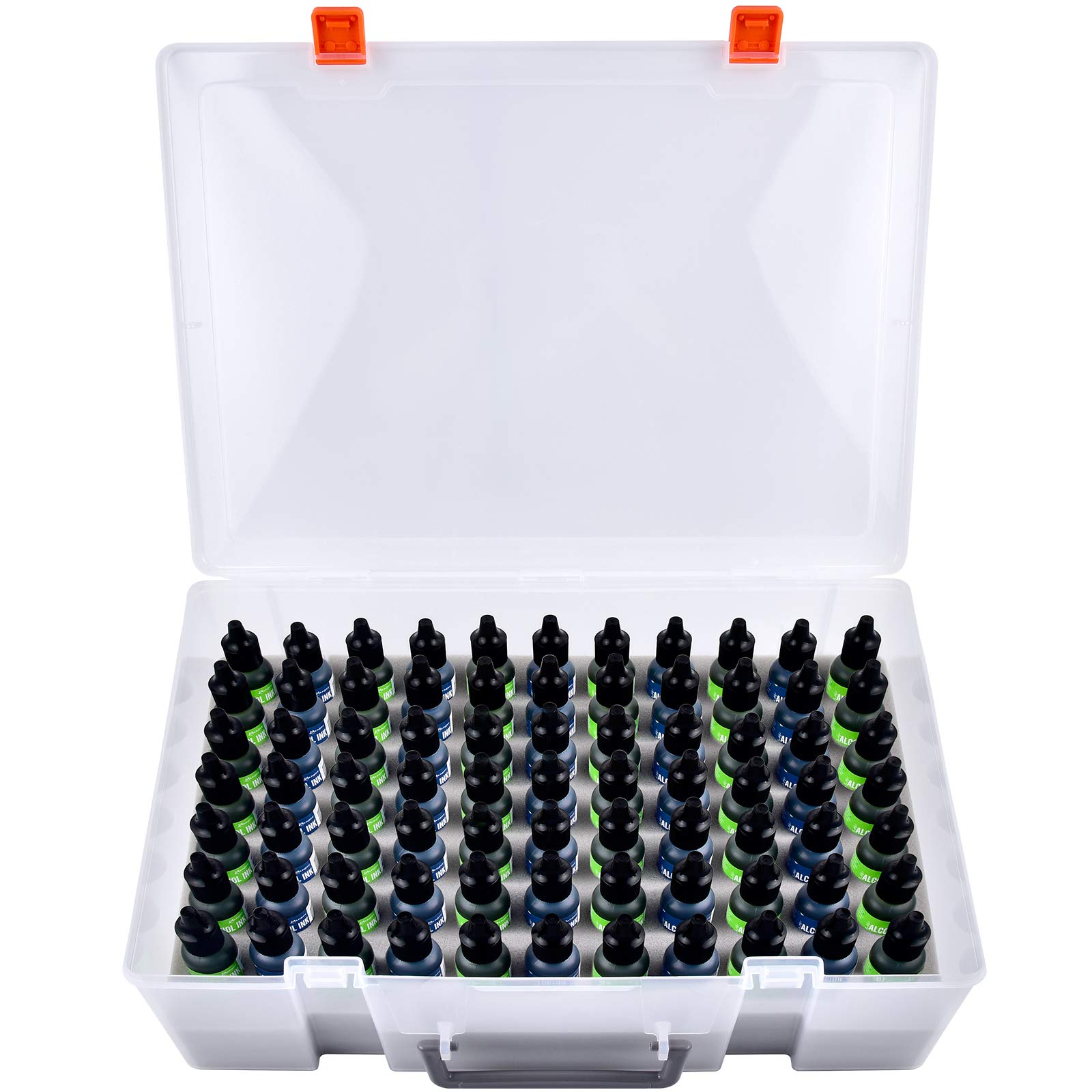 Alcohol Ink Storage Organizer Carrying Case, Holds 77pcs 0.35oz, 0.5oz Bottles of Alcohol Ink Set/ for Stickles Glitter Glue/ for Glossy Accents/ for Reinkers, Paint Travel Box Container (Case Only)