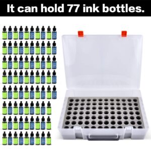 Alcohol Ink Storage Organizer Carrying Case, Holds 77pcs 0.35oz, 0.5oz Bottles of Alcohol Ink Set/ for Stickles Glitter Glue/ for Glossy Accents/ for Reinkers, Paint Travel Box Container (Case Only)