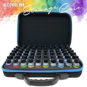 Alcohol Ink Storage Carrying Case Organizer by Pixiss, Large Size Stores 60x 0.5-Ounce Bottles of Alcohol Ink, Stickles, Glossy Accents or Reinkers, Travel Case (Ink not Included)