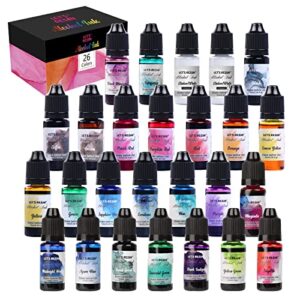 LET'S RESIN 26 Colors Vibrant Alcohol Inks with White Alcohol Ink for Epoxy Resin