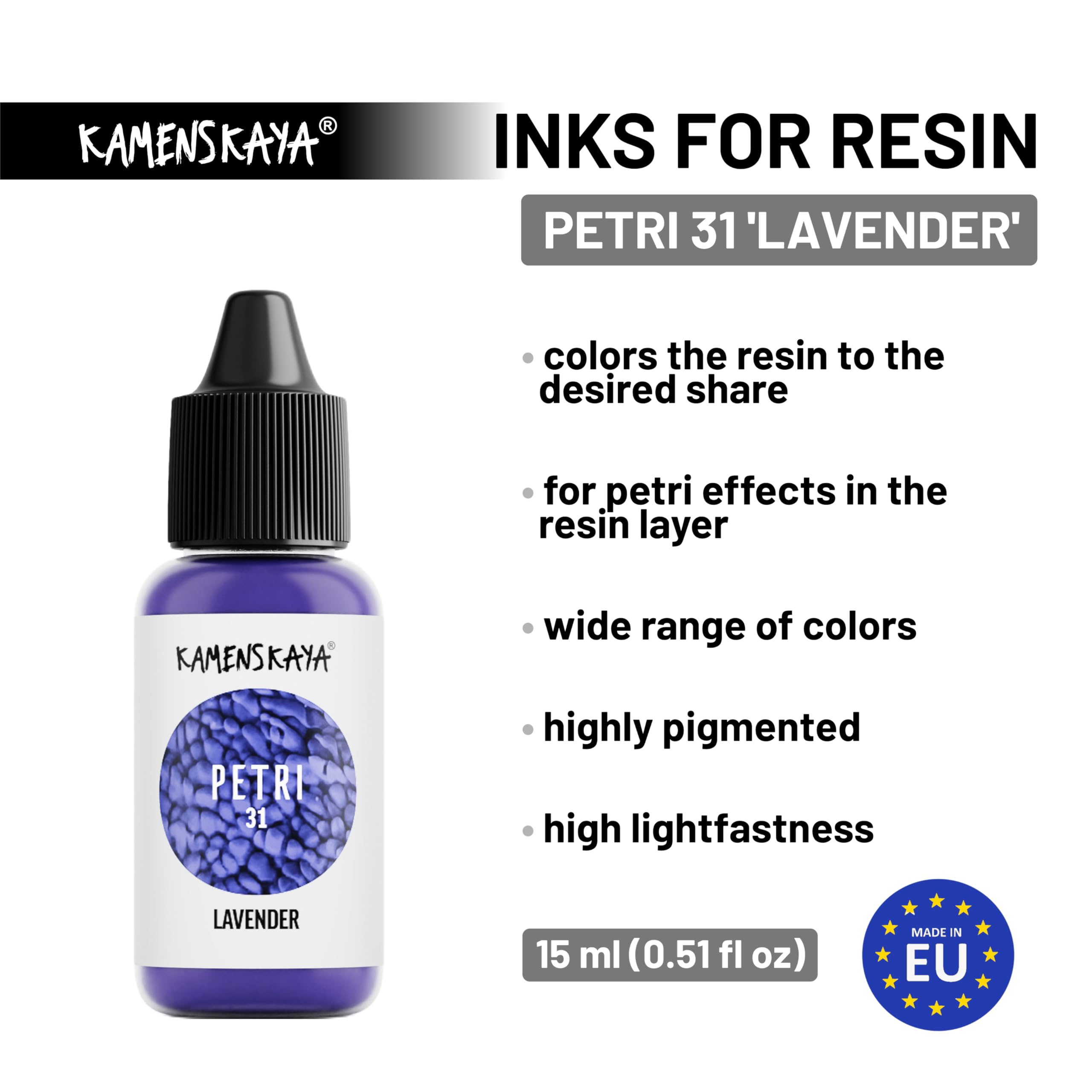 KAMENSKAYA Alcohol Ink for Epoxy Resin Petri Art: Lavender Alcohol Ink for Resin, 0.51 fl oz (15 ml)