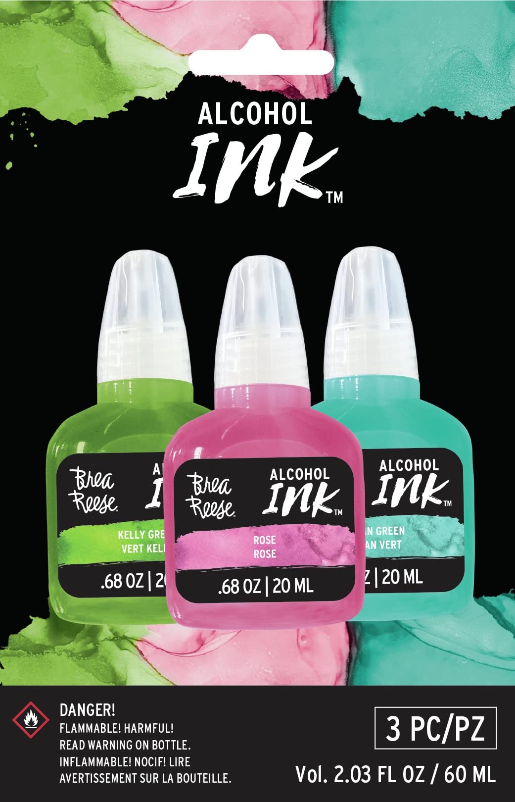 Momenta Brea Reese Alcohol Inks 20ml 3/Pkg-Kelly Rose/Ocean Green