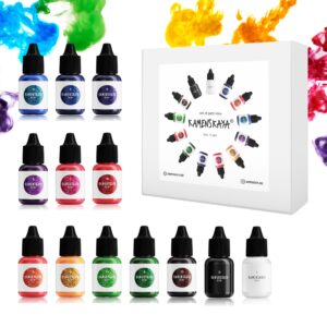 KAMENSKAYA Alcohol Ink for Epoxy Resin Petri Art: Alcohol Ink Set of 13 Mini Petri Inks, 0.17 fl oz (5 ml) each