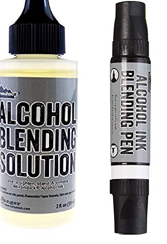 Ranger Tim Holtz Adirondack Alcohol Ink Pearl Set Bundle All 12 Pearls Blending Solution and Pen and Purple Turtle Blending Stick Tools for Use On Yupo Paper, Colorful Cardstock, Resin Tint and More!