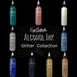 Premium Alcohol Ink Glitter Gold|4oz by Volume|Glittery and Vibrant|High Saturated Unique Colors|for Tumblers, Coasters, Resin Dye, Alcohol Ink Paper, Yupo, Resin Petri Dish|by Ezgi Sertcetin