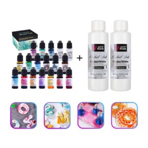 LET'S RESIN 18 Colors Vibrant Alcohol Inks with White Alcohol Ink for Epoxy Resin