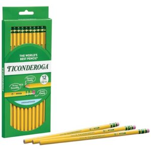 Ticonderoga Wood-Cased Pencils, Unsharpened, 2 HB Soft, Yellow, 12 Count