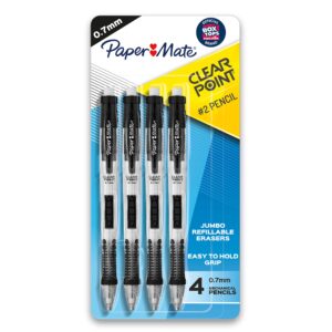 Paper Mate Clearpoint Mechanical Pencils 0.7mm, HB #2 Pencil Set, Art Supplies, Teacher Supplies, Sketching Pencils, Drafting Pencils, College School Supplies, Black Barrels, 4 Count