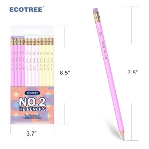 ECOTREE Pencils #2 HB, Pre-sharpened Pencils with Eraser Cute Pencils Graphite Pencils Sketch Pencils Birthday Pencils Fun Pencils for Kids, Adults, School, Office 12 Pack