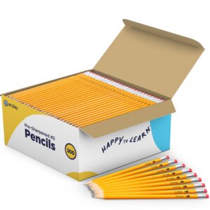 Enday #2 Pencils Bulk - 300 Pack, Pre-Sharpened Wood-Cased Pencils in Bulk with Latex-Free Eraser Top, Yellow Pencils for Office and Classroom Supplies