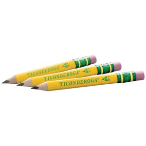 Ticonderoga My First Short Triangular Wood-Cased Pencils, 2 HB Soft, With Erasers, Yellow, 12 Count