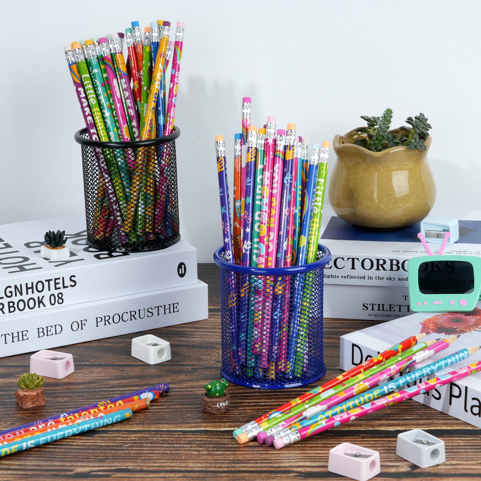 100 Pcs Motivational Pencils Bulk, Rainbow Inspirational School Pencils for Classroom, Cute Pencils with Encourage Positive Sayings, Back to School Supplies for Kids Student Teacher Classroom Reward