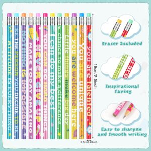 100 Pcs Motivational Pencils Bulk, Rainbow Inspirational School Pencils for Classroom, Cute Pencils with Encourage Positive Sayings, Back to School Supplies for Kids Student Teacher Classroom Reward