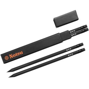 Notsu 4pc Black Pencils #2 Set | All Black Wood Writing Pencils with Travel Case