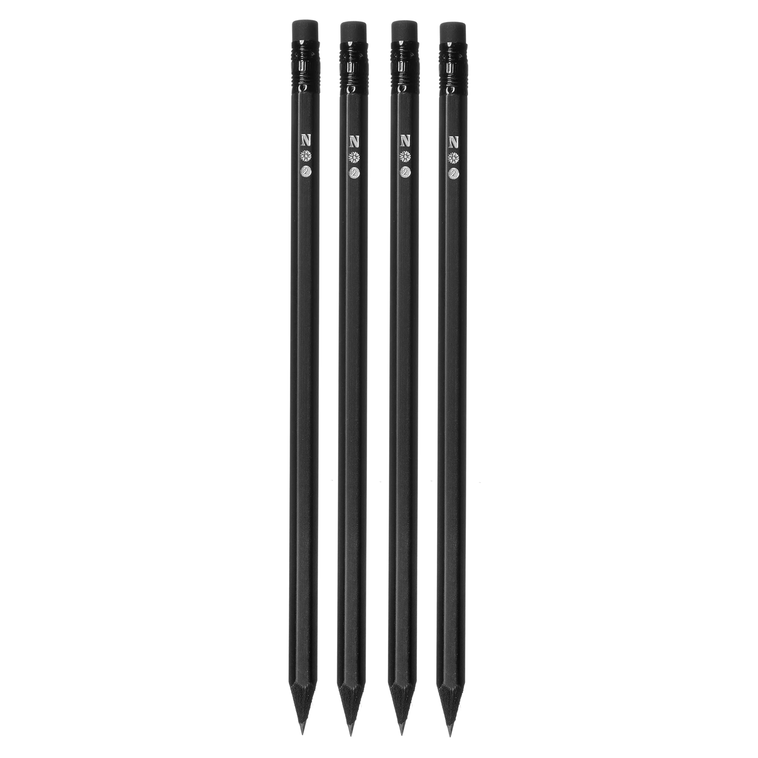 Notsu 4pc Black Pencils #2 Set | All Black Wood Writing Pencils with Travel Case