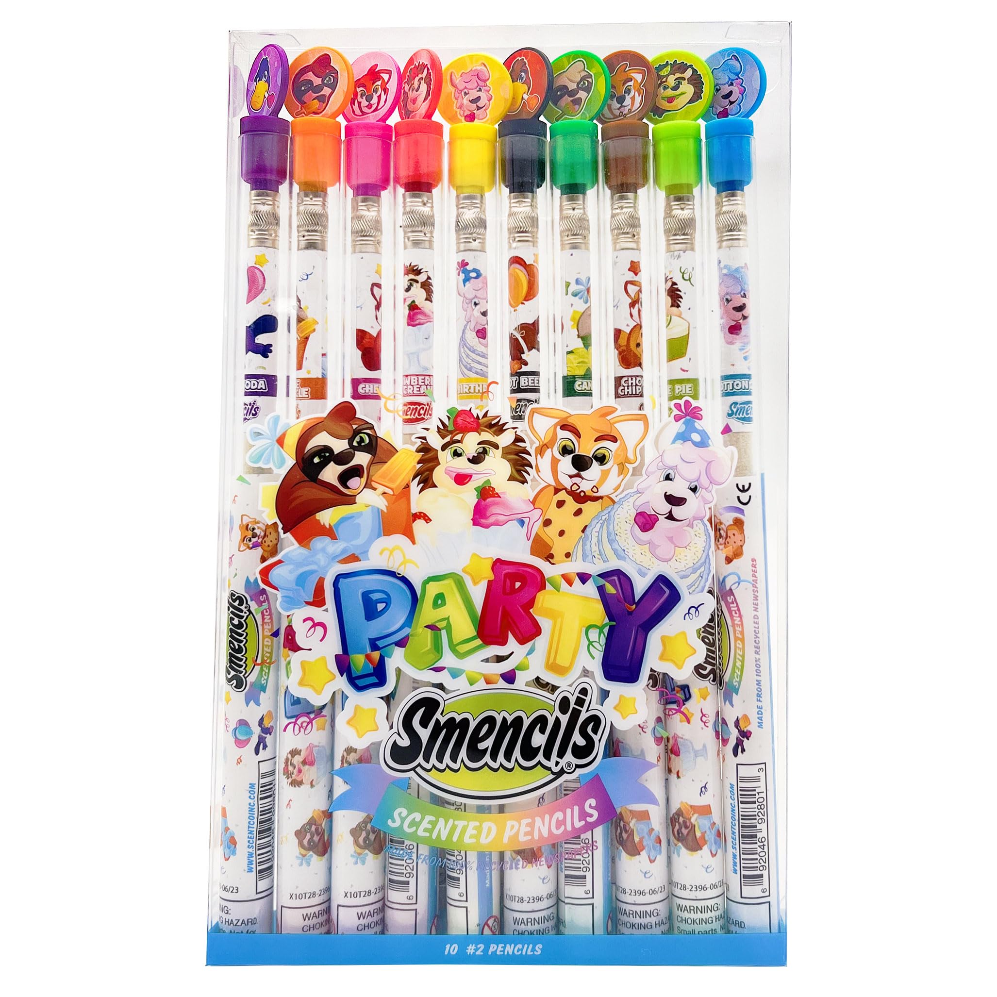 Party Smencils - Scented Graphite HB #2 Pencils made from Recycled Newspapers, 10 Count, Gifts for Kids, School Supplies