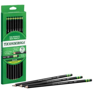 Ticonderoga Wood-Cased Pencils, Pre-Sharpened, 2 HB Soft, Black, 10 Count