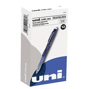 uni-ball chroma mechanical pencil, 0.7mm, hb #2, cobalt barrel, 12 count