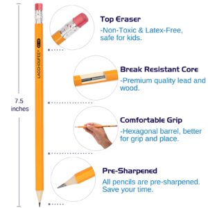 LACCHOUFEE 320 Pack #2 Pencils Bulk Pre-sharpened Pencils with Eraser top, 2 HB Pencils for Writhing Drawing, Yellow Wood-Cased Pencils in Bulk for Office, School, Teacher and Classroom Supplies