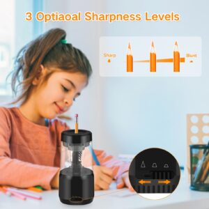 Electric Pencil Sharpener, 2000mAh Battery Operated Pencil Sharpener Electric Plug in for 6-8mm Pencils, Rechargeable Full Automatic Cordless Pencil Sharpener for Classroom Home Kid, Auto Stop, Fast