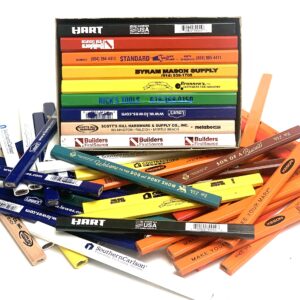 72 Carpenter Pencils | Random Mis Printed Mixed Prints & Solid Discontinued Colors | USA Made, Hard Lead Carpenter